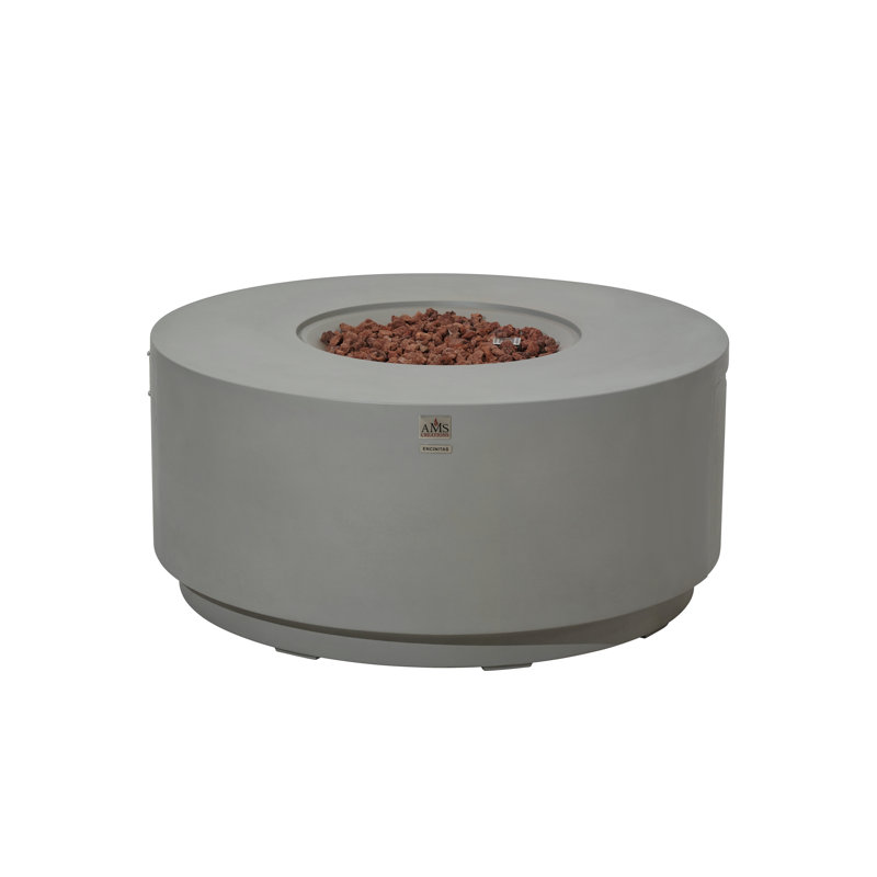 Table de foyer d'extérieur en béton de 48 po Encinitas avec ensemble de support de réservoir de propane dissimulé avec pare-vent, couvercle de brûleur et couvercle