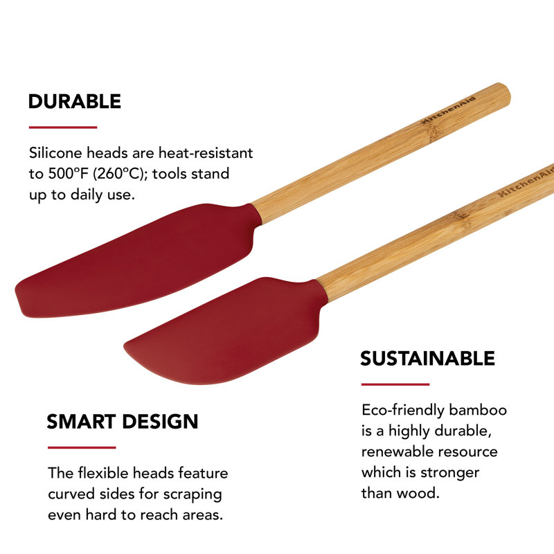 KitchenAid® 2-Piece Bamboo Spatula Set, Red
