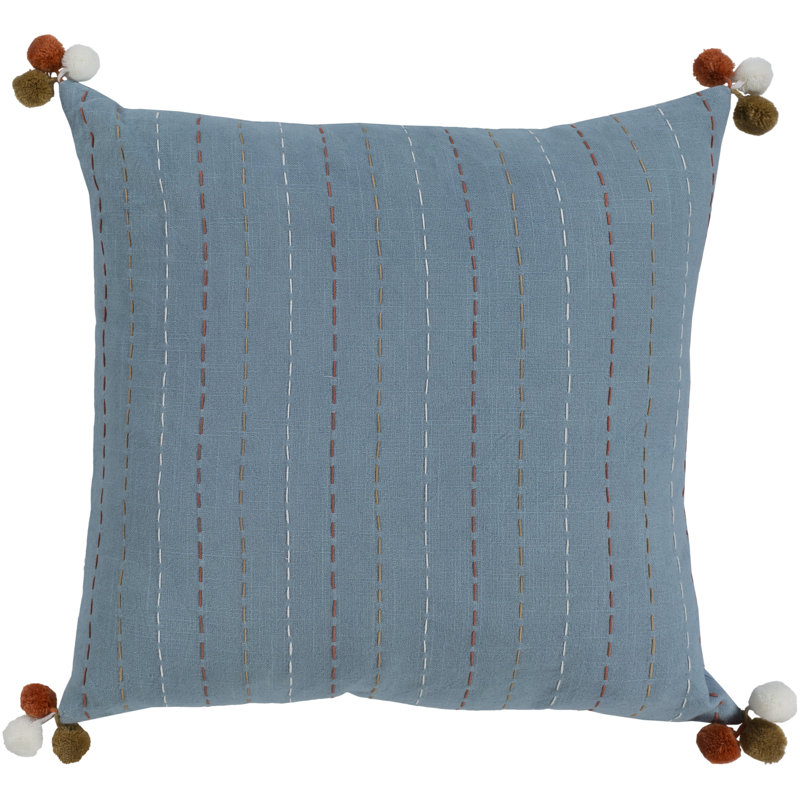 Dhaka Denim Bohemian Global Cotton Throw Pillow, 18" x 18", Poly Fill