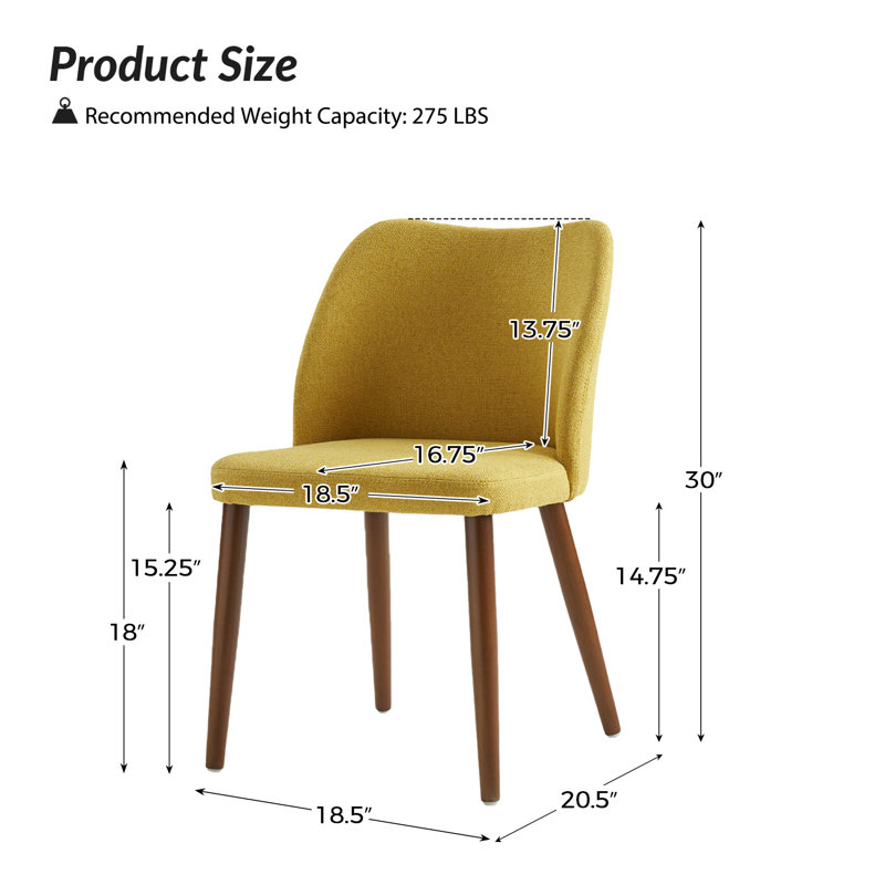 Chaise de salle à manger ergonomique Kanalu, Jaune
