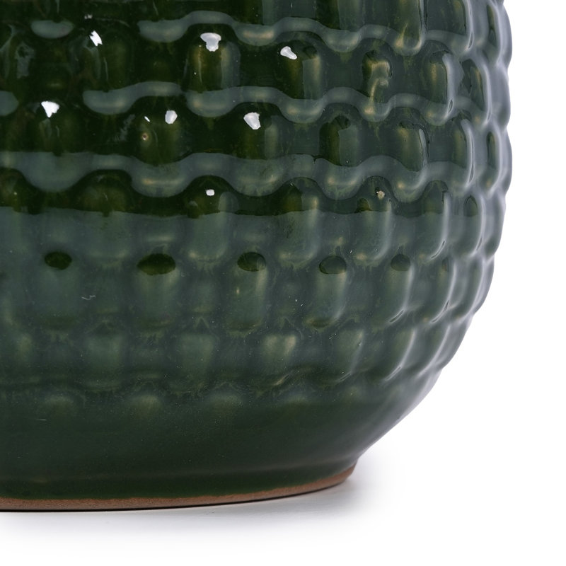 High quality ceramic flowerpot, Dark Green