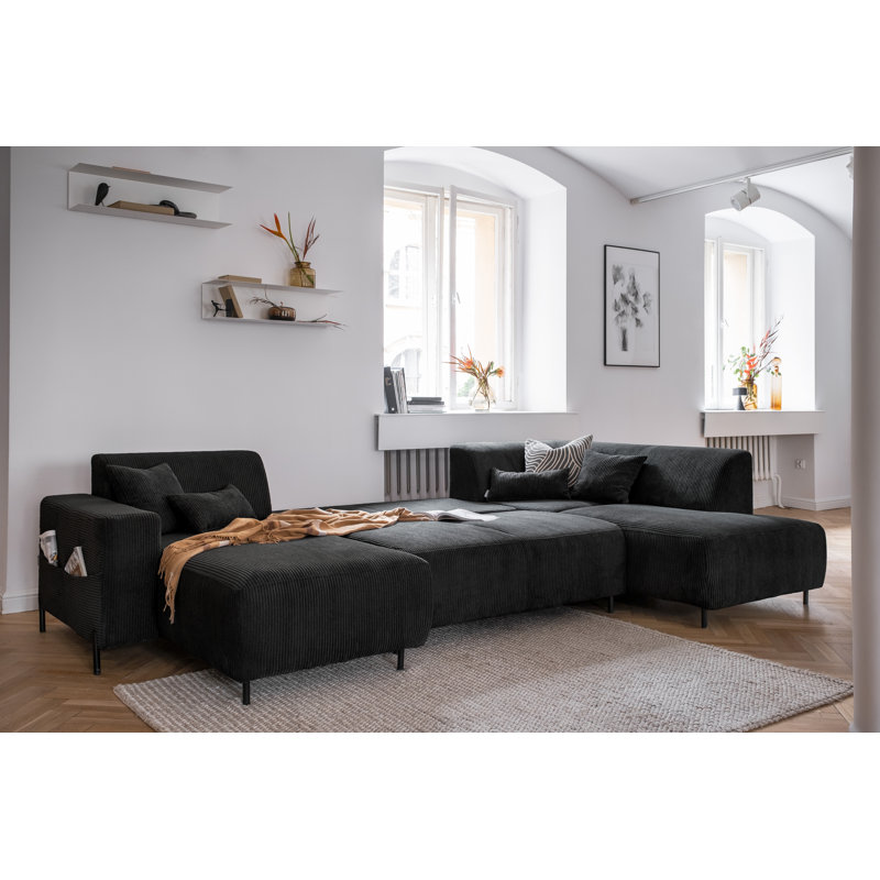 Cuddly Mia Corner Sofa Bed U-Form, Right facing, Dark Grey