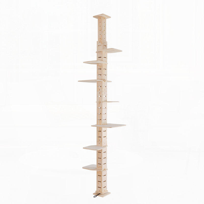 9' Adjustable Height Floor-to-Ceiling Cat Tree, Multi-Level Cat Vertical Cat Condo