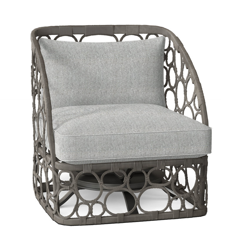 Bali Swivel Patio Chair with Cushions, Light Grey/Dark Grey Linen 6032-110, Dove Gray