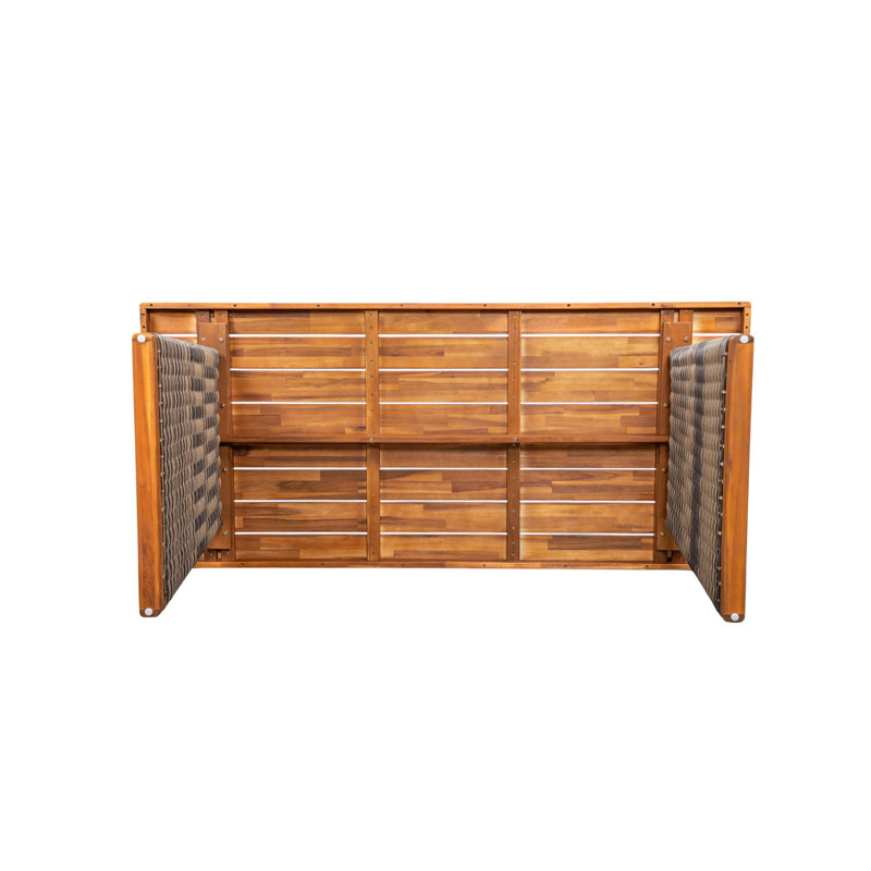 Table de salle à manger d'extérieur en bois d'acacia, finition teck + osier gris, Gris