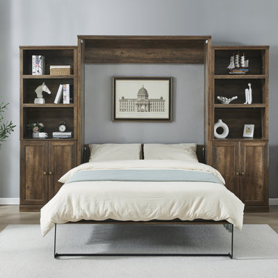 Lit escamotable moderne avec 2 armoires latérales pour petites chambres et chambres d'amis