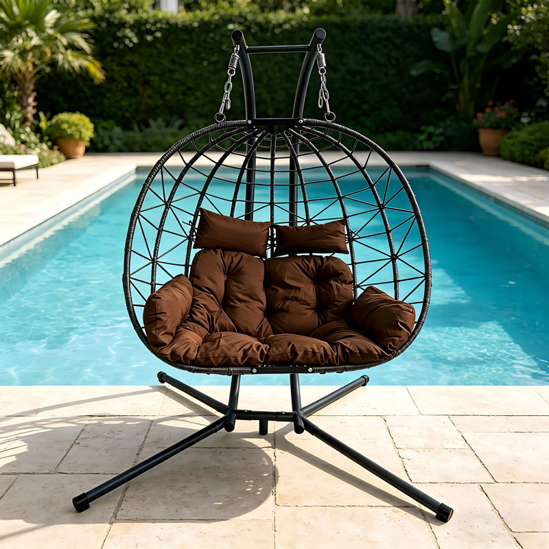 Double fauteuil à œufs suspendu, balançoire, chaise berçante avec support, causeuse à coussin pour la chambre à coucher, balcon, jardin, intérieur, extérieur