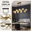 Lustre spoutnik linéaire noir 55 pouces avec 16 globes gris, luminaire suspendu réglable de style Mid-Century pour salle à manger et îlot de cuisine-646427919-646427918-646427905