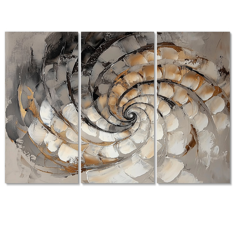 «Copper Luminous Abstract Spiral II - Abstract Modern Waves», ensemble de reproduction d'art mural, H 40 po x l 60 po