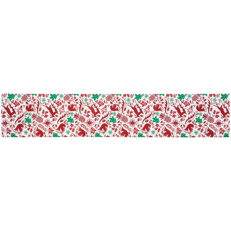 Reindeer And Doves Rectangular Christmas Table Runner - 72"