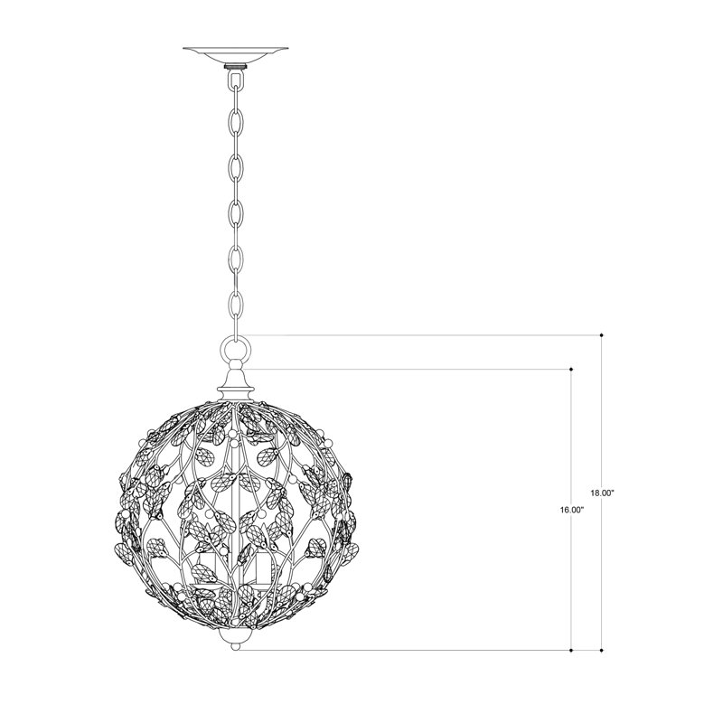 Crystal Bud 3 - Light Wrought Iron Dimmable Globe Chandelier, Silver Granello