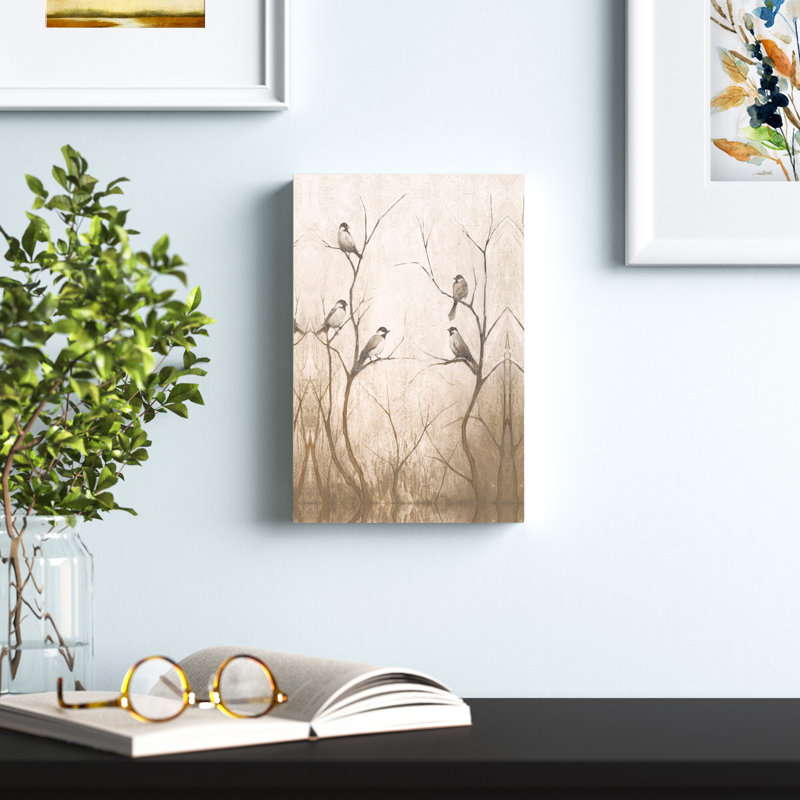 Oiseaux sur branches dans le bois-impression sur toile