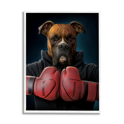 Az-214-Framed " Boxing Boxer Dog " by Vincent Hie