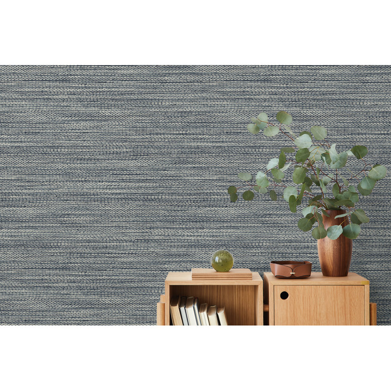 Papier peint non tissé Hollinwood, Bleu denim métallique