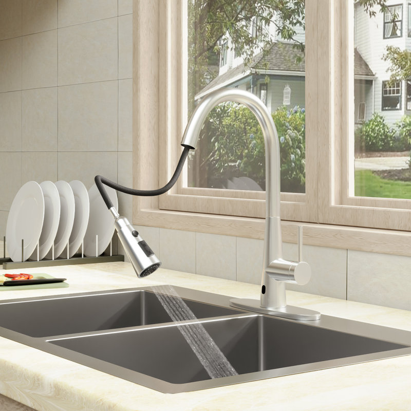 Clihome Pull Down Touchless Kitchen Faucet, Brushed