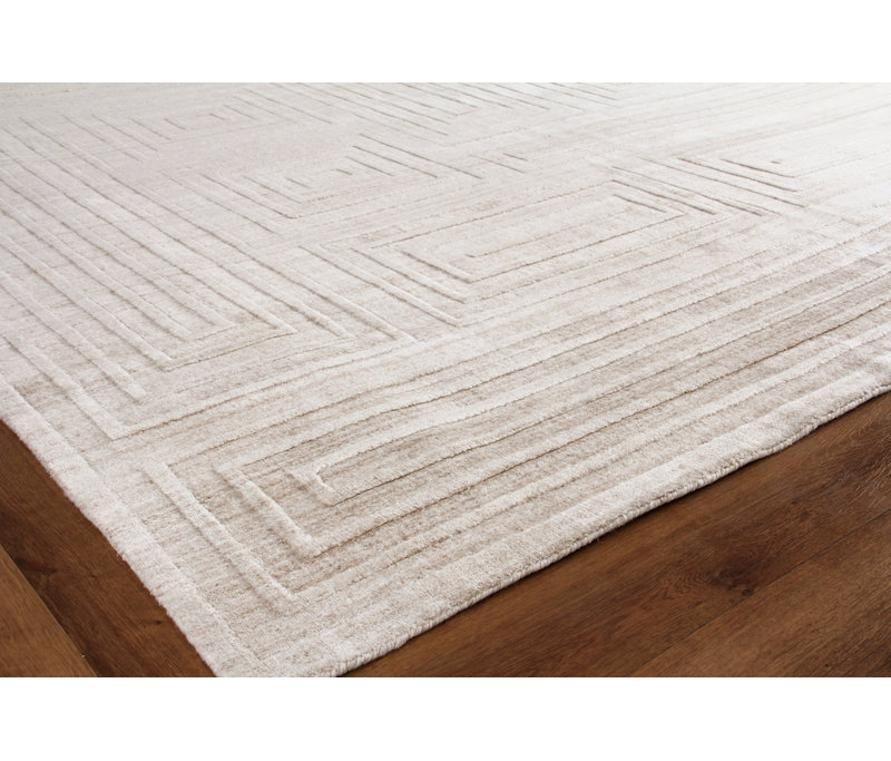 Castelli Hand Loomed Geometric Area Rug in Beige, Rectangle 6' x 9'