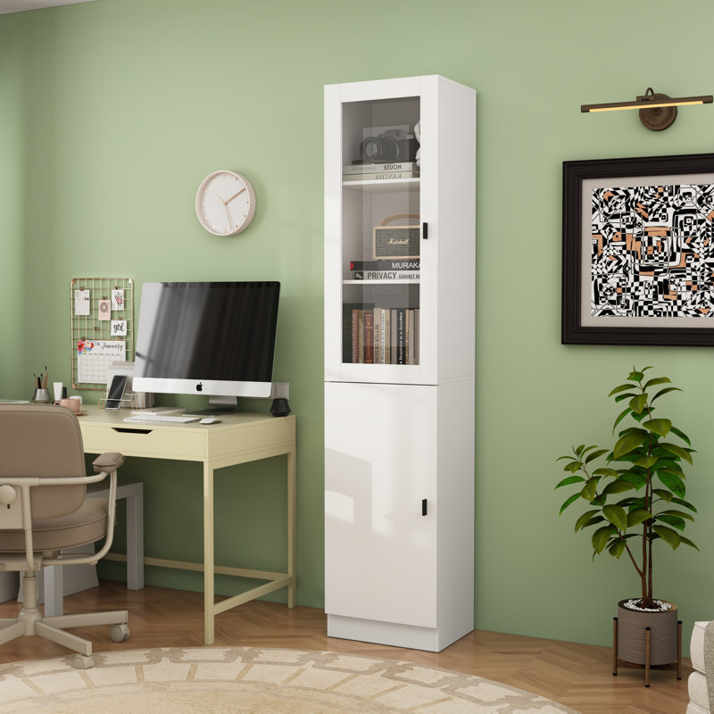 Petite bibliothèque l 15,7 po à 5 couches avec porte en verre