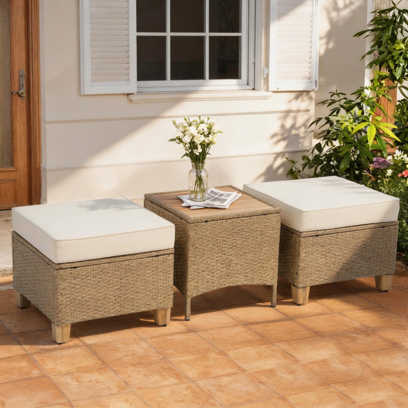 3-Piece Outdoor Patio Rattan Seating Group with Cushions