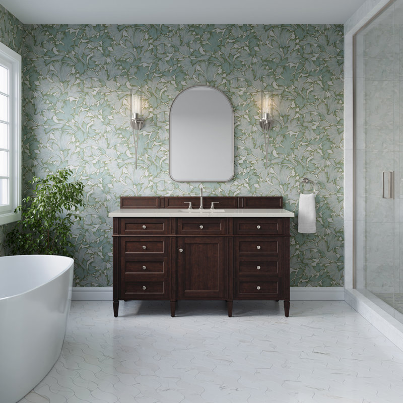 Meuble-lavabo simple 60 po Dussault, Blanc brillant, Noctis éthéré, 8 po