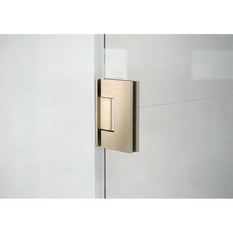 Illume 58.25 in. x 78 in. Fully Frameless Wall Hinge Shower Door, Brushed Bronze