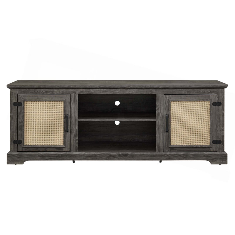 Console Farmhouse Rattan Tv, Gris antique