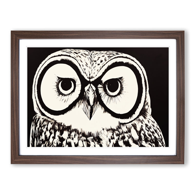 Dynamic Owl - Single Picture Frame Print, 34cm H x 46cm W x 2cm D, Walnut