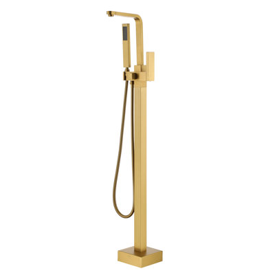 Robinet de baignoire autoportant monocommande à fixation au sol avec douche à main