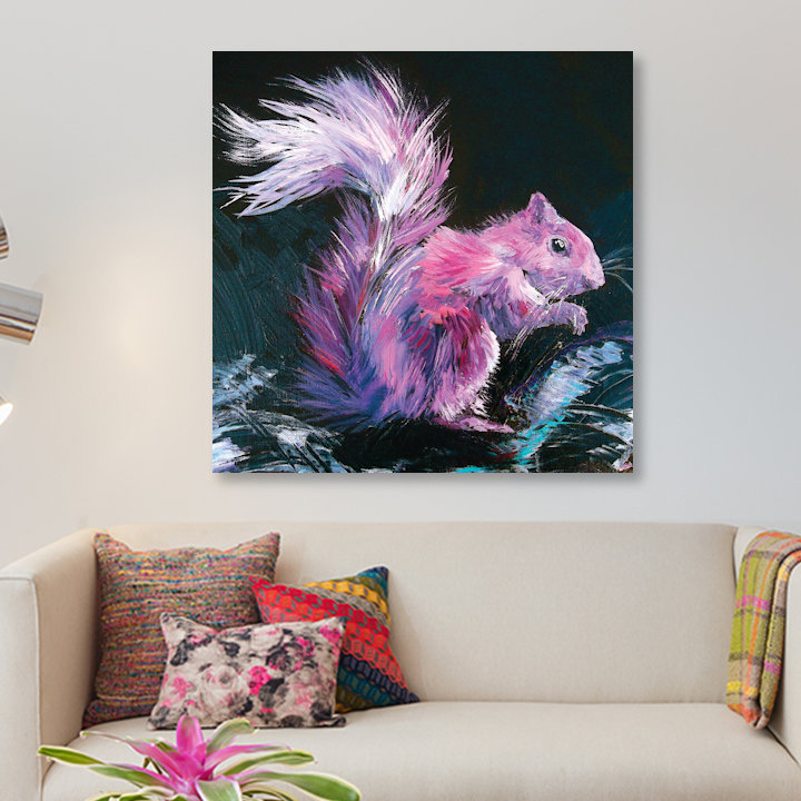 «Pink Squirrel», reproduction sur toile, H 37 po x l 37 po x P 1,5 po, Pas de tapis, Toile tendue