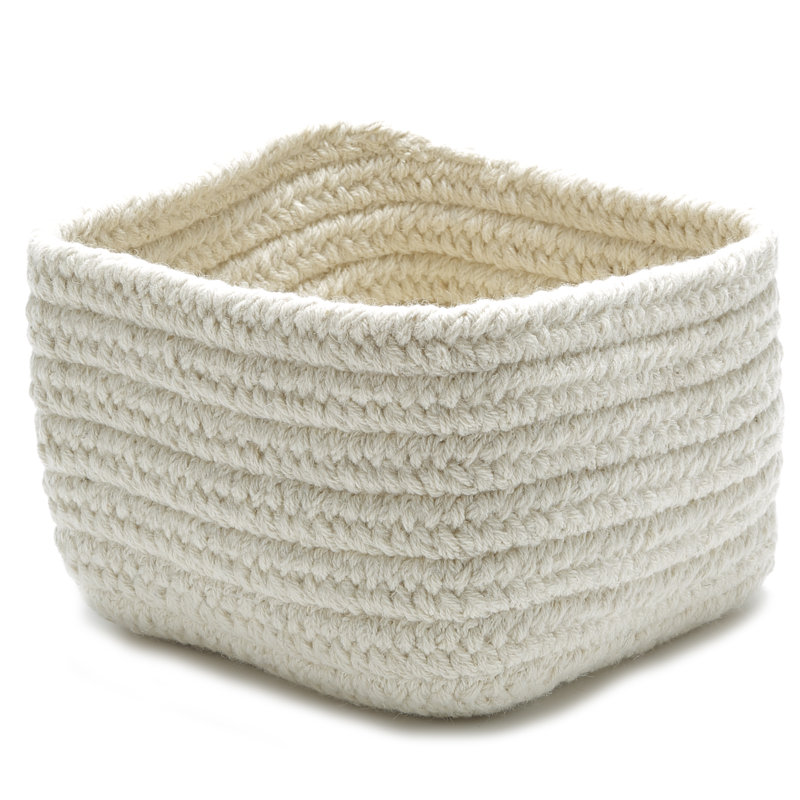 Panier tressé en laine entièrement naturel, Naturel