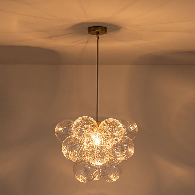 1-light Bubble Chandelier, Ribbed