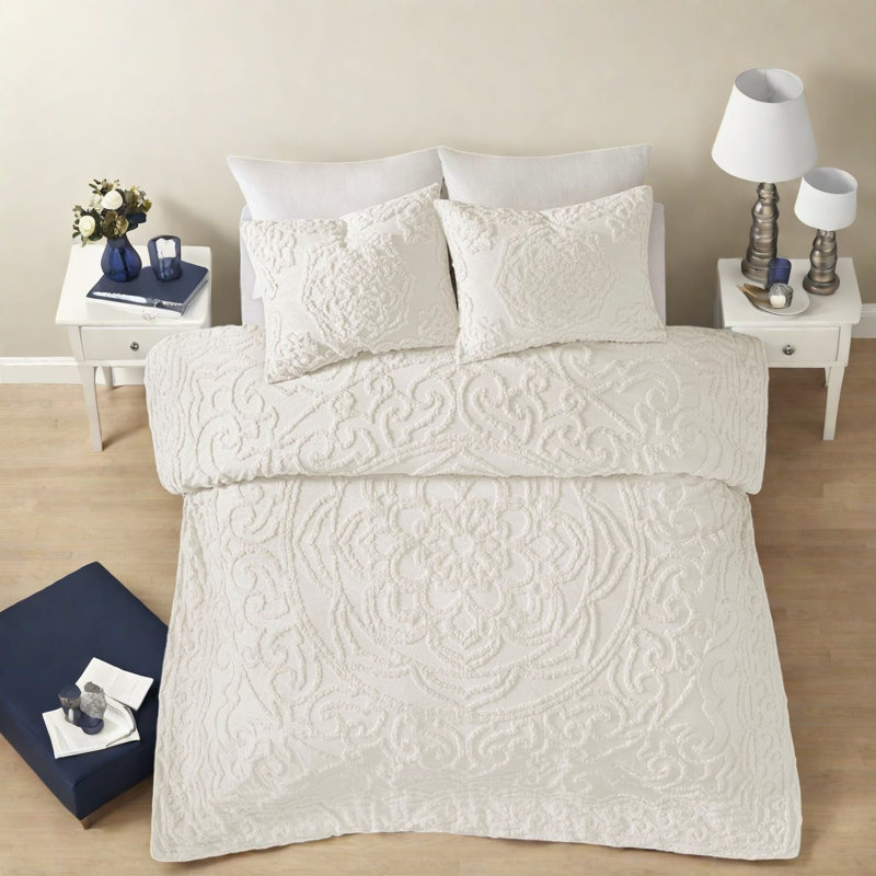 Tufted Cotton Bedding Sets Full Queen, Boho Medallion For Home