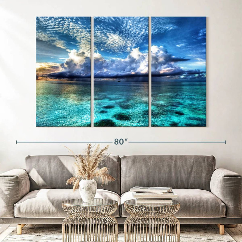 3 pièces Cozumel avec vue sur l'océan, H 65 po x l 42 po x P 1,25 po