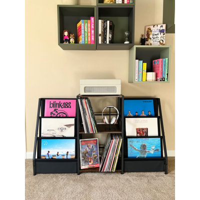 Twoside storage White Record Player Stand Turntable Stand with Vinyl Storage