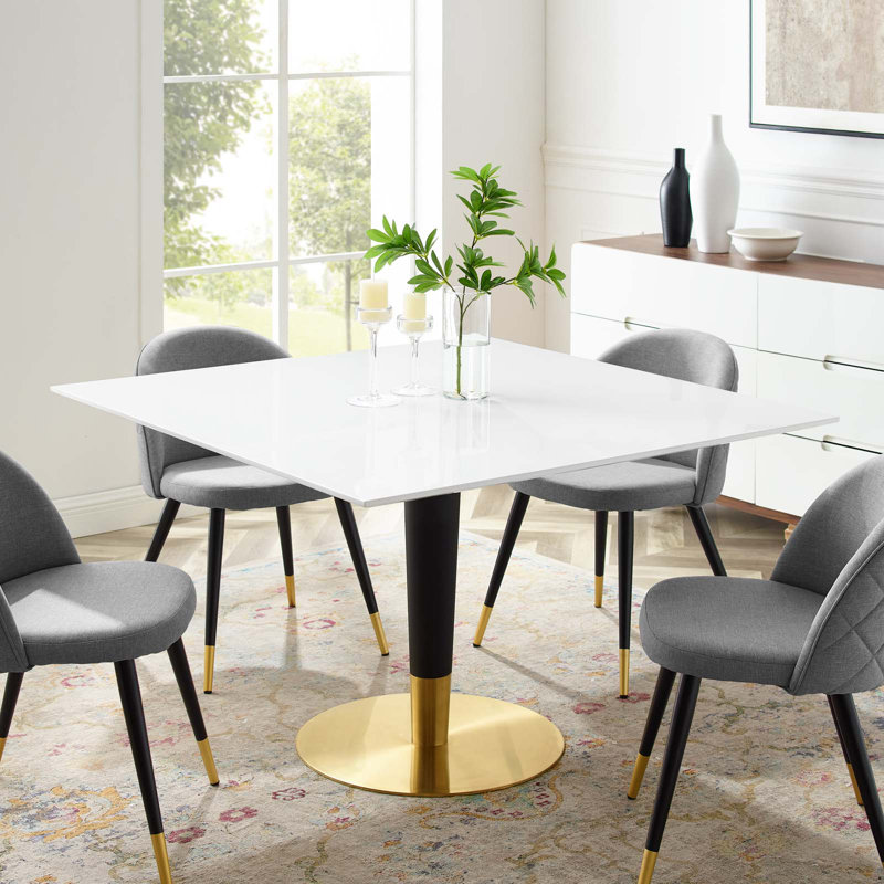 Zinque Square Dining Table, White, 47" W x 47" L