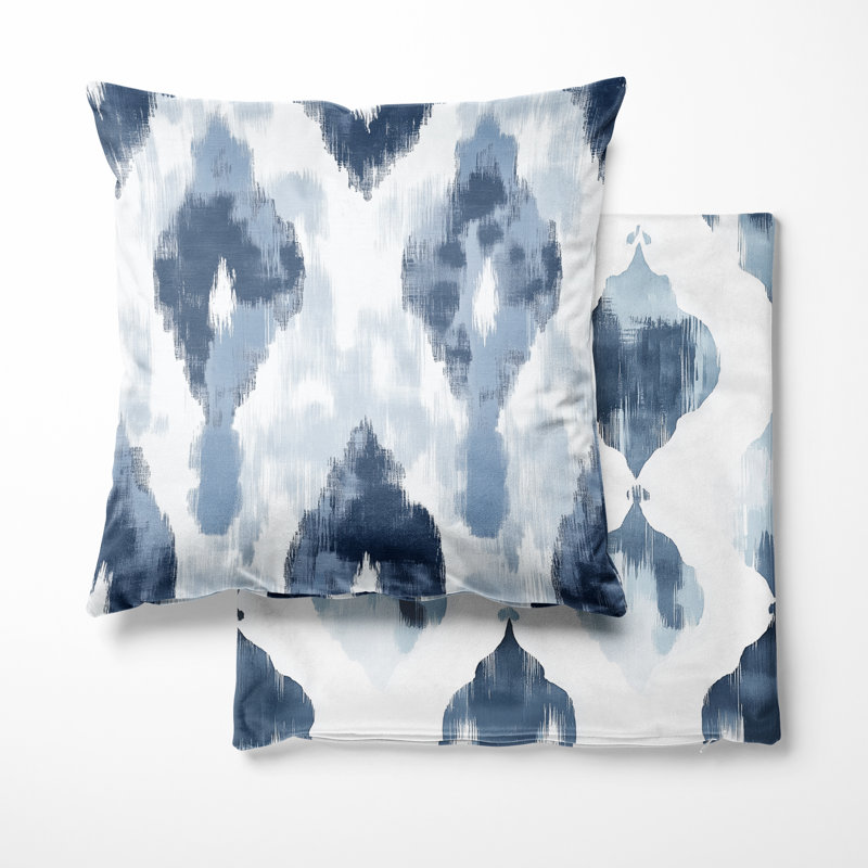 Coussin décoratif 2 pièces Ikat - gris et blanc, H 16 po x l 16 po