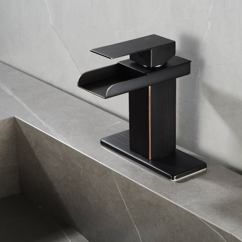 HGN Waterfall Spout Bathroom Faucet with Pop-up Drain, Oil Rubbed Bronze