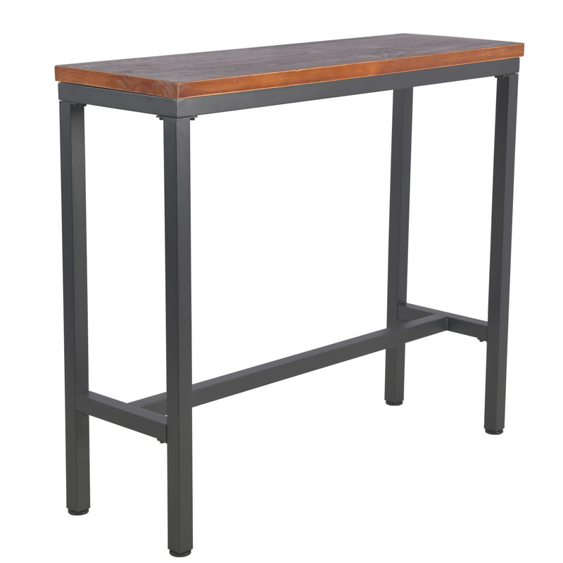 Theocritus Pine Solid Wood Top Metal Base Dining Table