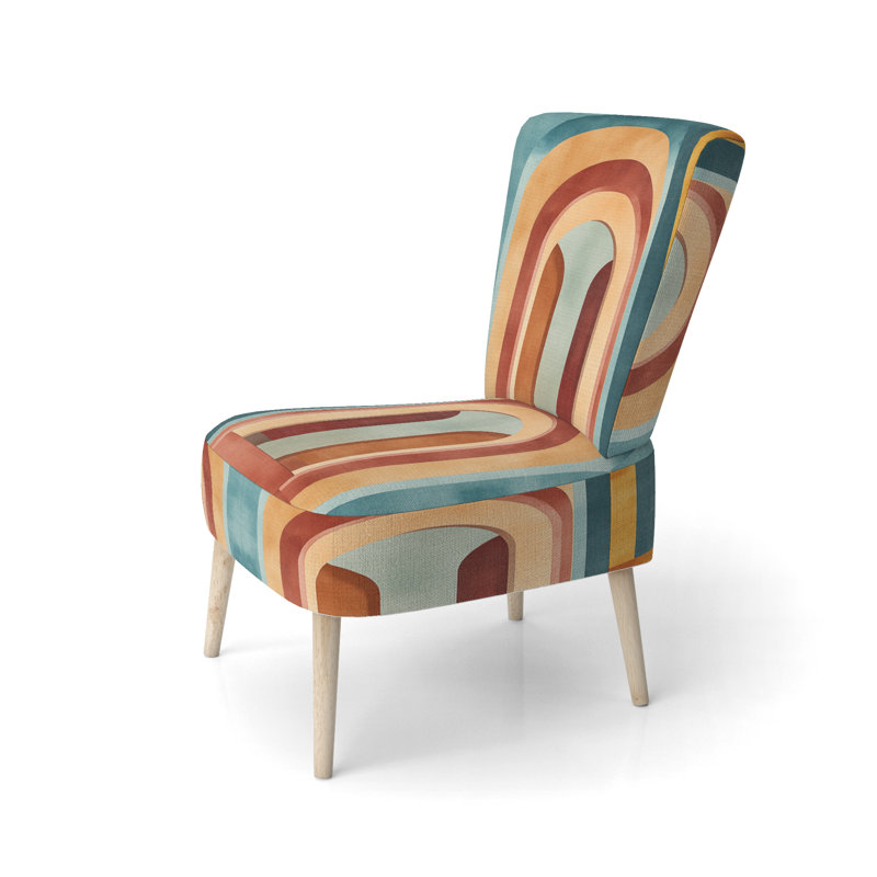 Chaise rembourrée à motif géométrique abstrait, Chaise d'appoint sans accoudoirs