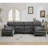 Modular Sofa,U Shaped Cloud Couch Comfy Set ,6-Seater, 2 Armrest Pillows,Convertible Sectional Couch, Living Room,Apartment, (2 Movable Ottoman)-44826980