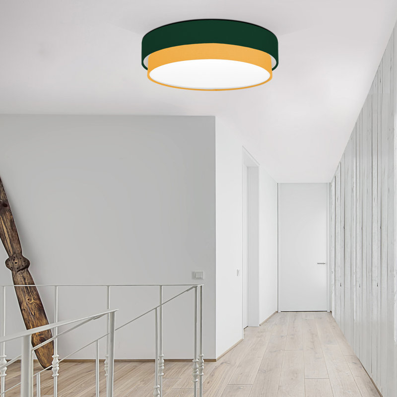 Avory Flush Mount, Dark Green / Yellow