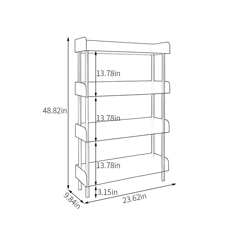 Bibliothèque simple en acrylique, Gris, (4 tablettes) H 48,82 po x l 23,62 po x P 9,84 po