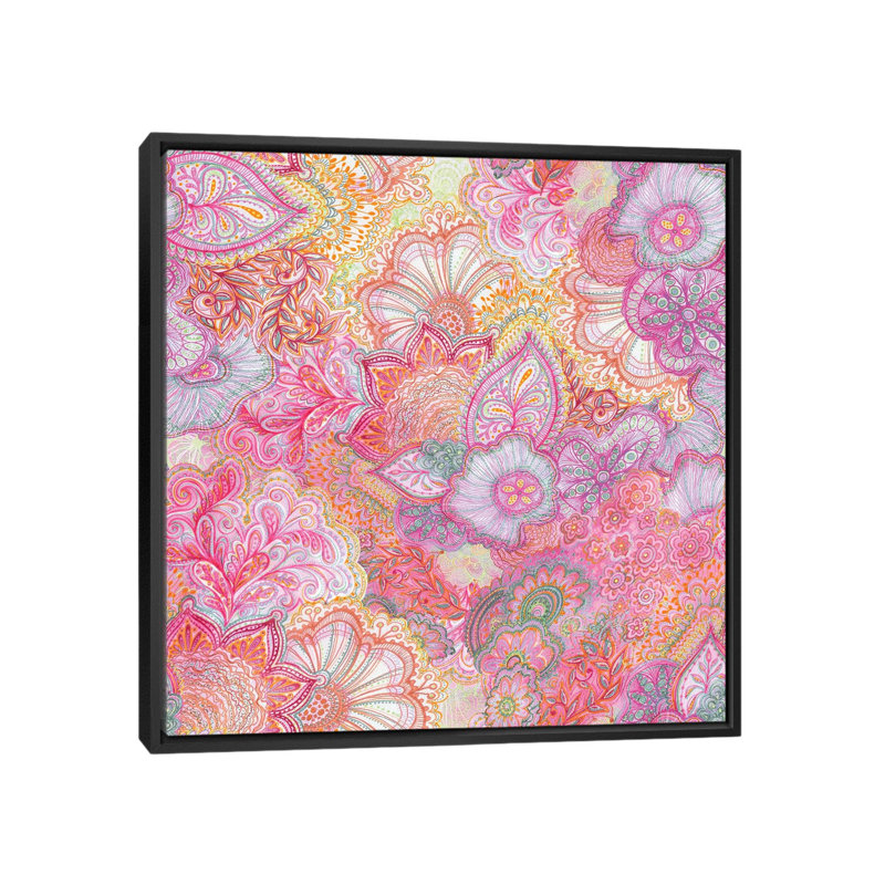 « safilles roses » par stéphanie corfee, impression sur toile, H 18 po x l 18 po x P 1,5 po, Toile avec cadre flottant noir