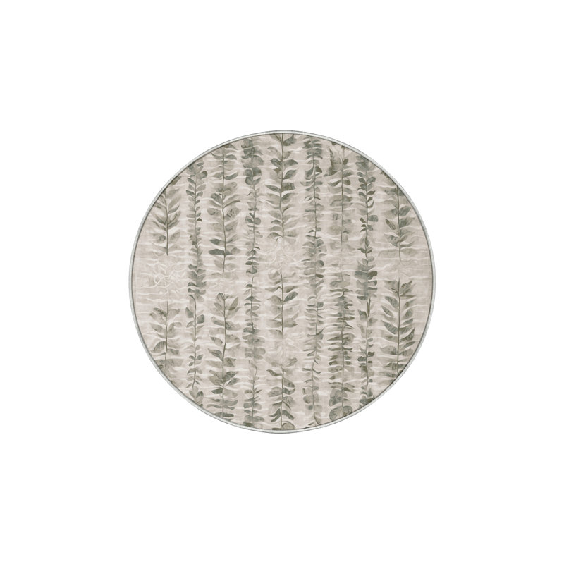 Machine Washable Beige Area Rug, Round 4'