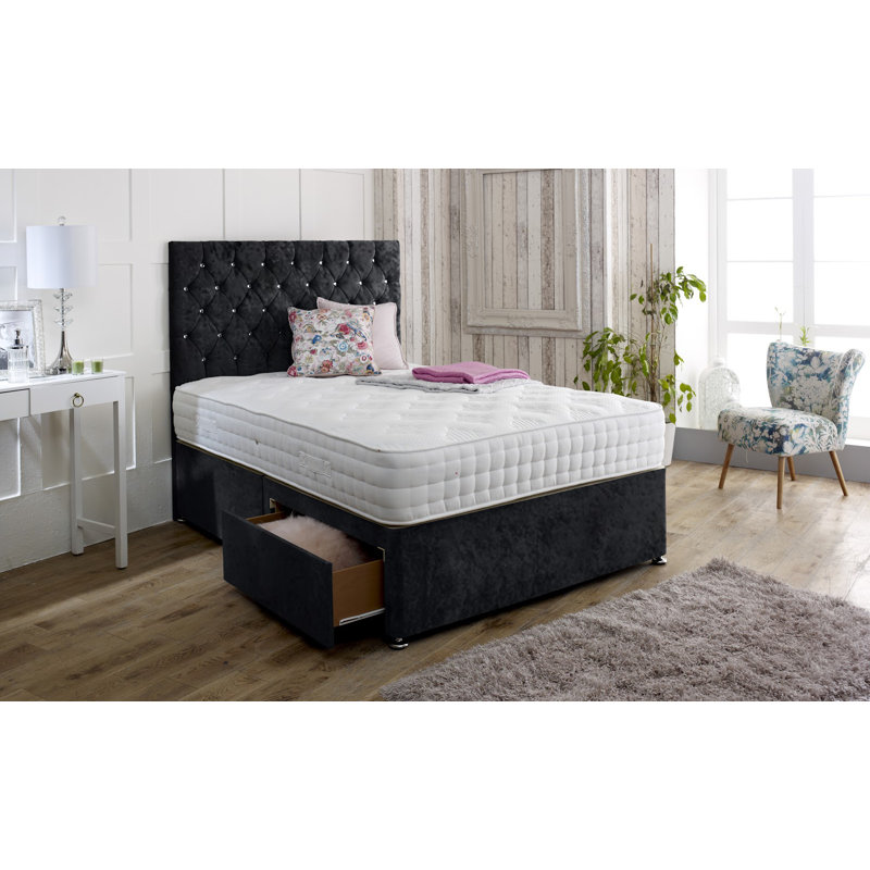Auburn Divan Bed Base, 2 Drawers (Foot End), Black, Double (4'6)