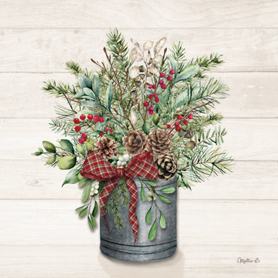 «Christmas Greenery Bucket» par Mollie B. - Impression sur toile tendue