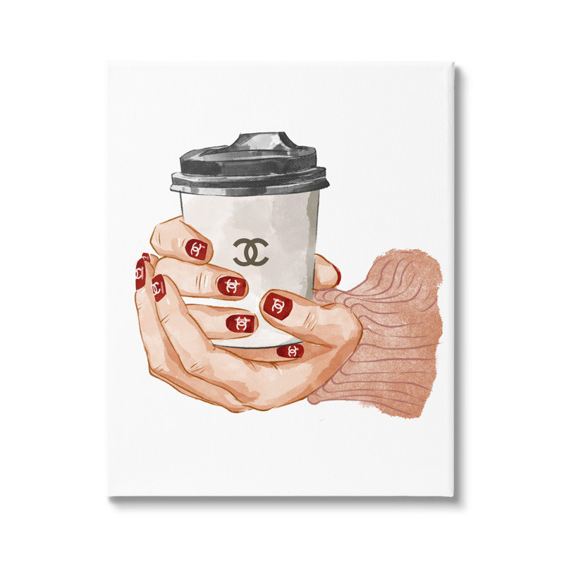 Mains tenant une tasse de café, Plaque murale, L 36 po x H 36 po