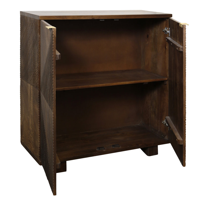 Angleton Cabinet - Two Patterned Doors - Espresso Brown Mango Wood