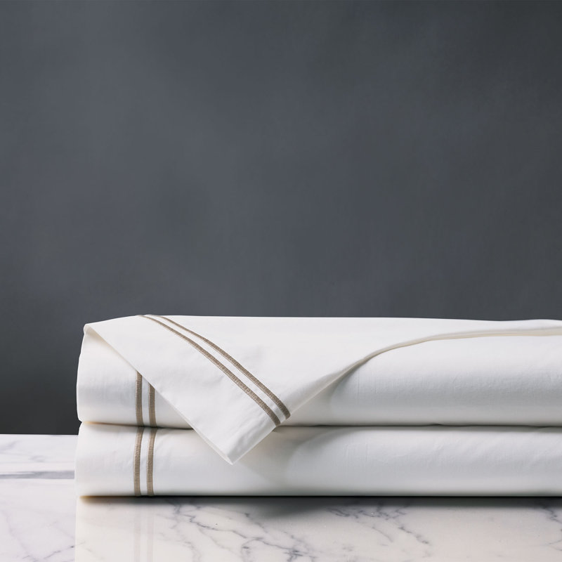 Enzo 100% Cotton Percale Flat Sheet, Sable, Queen Flat Sheet
