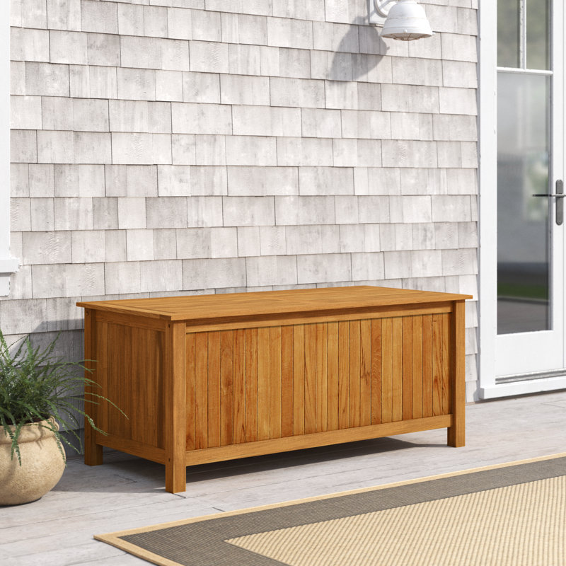 Summerton Teak Solid Wood Deck Box, 24" H x 60" W x 30" D