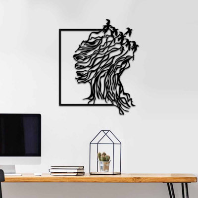 Decorative Metal Wall Accessory, Black, 19.3 x 23.2 inches | 100% Metal, Thickness: 0.06 inches | Easy to Hang Design with Wall Mounting Piece | Stylish Home Décor for Living Room, Office, and More